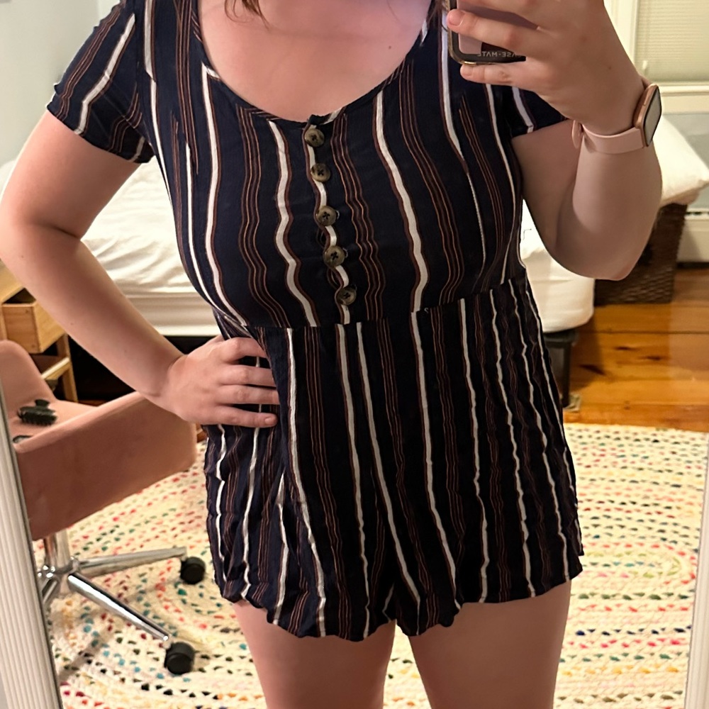 Striped Button Up Romper